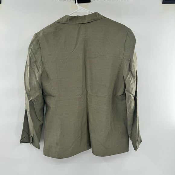 Halston silk blazer suit separate safari size 10 brown - Picture 2 of 10